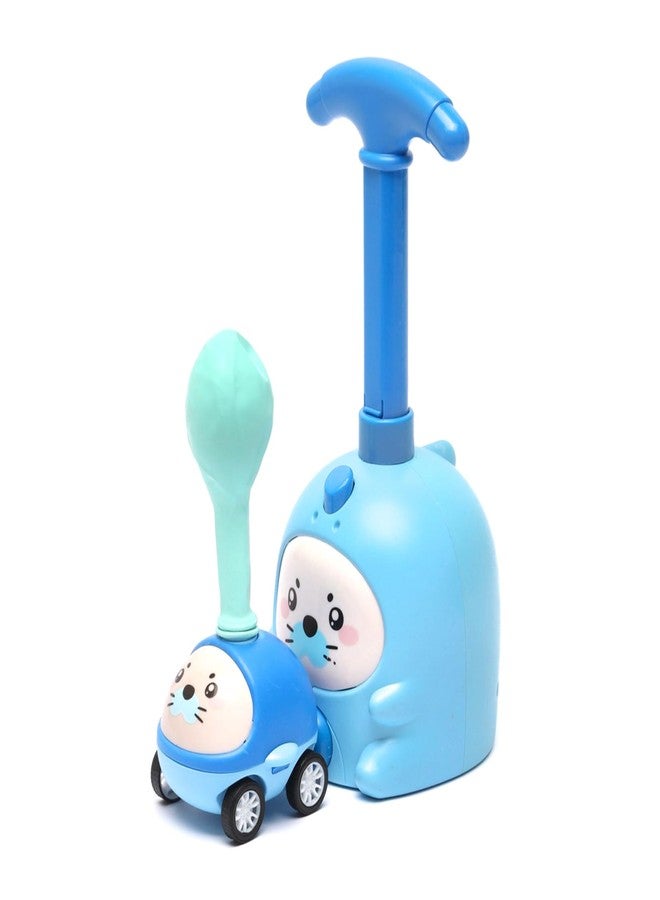 HIRNAYA Balloon Launcher car Toy Set, Balloon Powered Car Toy with Launch Tower and Pump 20 Balloons, Fun Educational Balloon Toys Gifts for Kids Boys Girls (Ballon Launcher - Blue) - Image 2